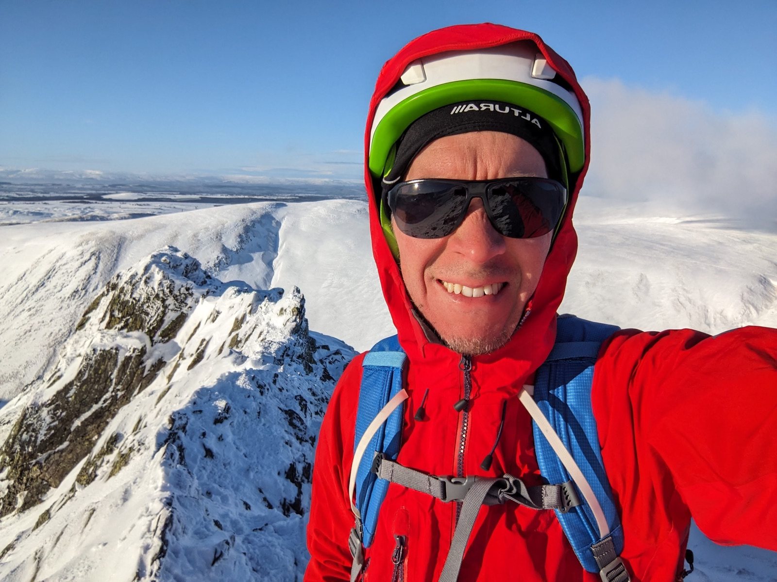 Blencathra's summit ridge under full winter cover, Lake District, January 2025